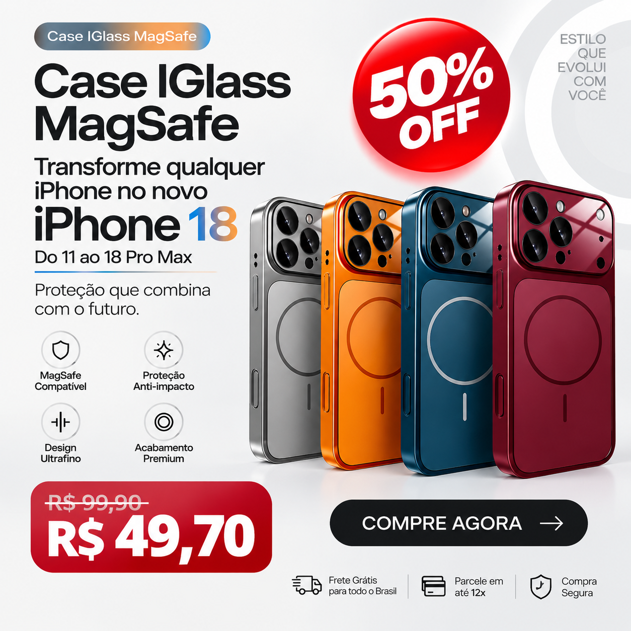 Oferta da Case IGlass MagSafe para iPhone